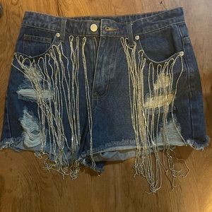 Akira Denim Shorts Rhinestones Embellishments Bling Size L Large